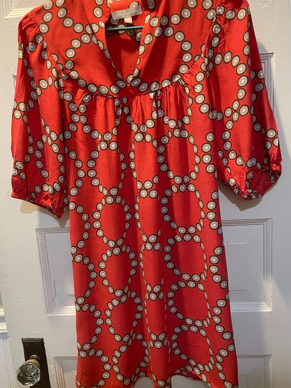 Banana Republic Orange Patterned Dress, Geometric, Size 6